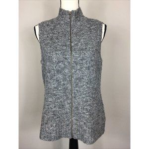 J Jill Gray Full Zip Sweater Vest, Wool Alpaca Blend, Medium